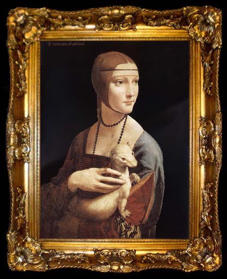 framed  LEONARDO da Vinci Lady with the ermine, ta009-2